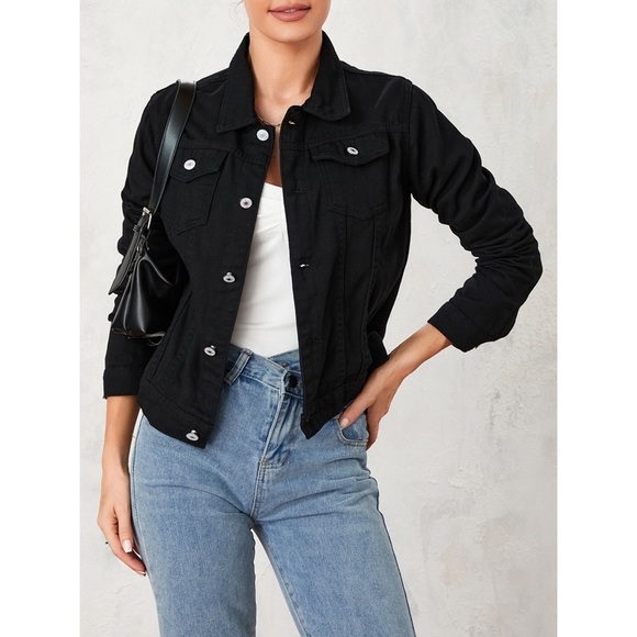 Women’s black denim jean jacket sz XL - Picture 3 of 15